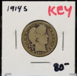 1914-S Barber Quarter Key