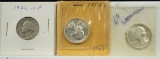 1932 55-D 64 Washington Quarters 3 Coins