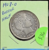 1908-O Barber Half Dollar Extra Fine 90%