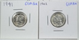 1941 & 1942 Mercury Dimes