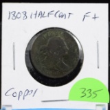 1808 Copper Half Cent Copper Fine +