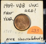 1909-VDB First Year Lincoln Head Cent Choice UNC