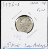 1926-S Mercury Silver Dime F Low Mintage