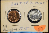 1955-S Lincoln and Roosevelt San Francisco Set CH/UNC