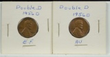 1956-D DD Lincoln Cents XF/AU 2 Coins