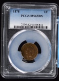 1878 Indian Head Cent  PCGS MS-62 Brown with Red