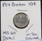 1914 Barber Dime MS60 Detail Light Scratch CLN