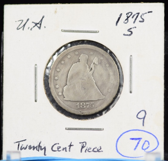 1875-S Twenty Cent Piece Silver San Francisco Very Good