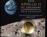 2019 Apollo 11  $5 Gold Commemorative BU in box & COA