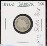 1892-S Barber Silver Dime Rare Date Low Mintage Good