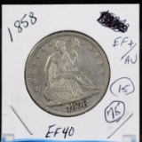 1858 Seated Liberty silver half Dollar Extra Fine/AU