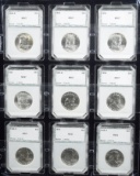 1954-S thru 1959-D 9 Franklin Half Dollar Holders High Grade & Bright White