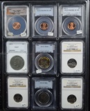 9 Coin Graded Mixed Lot Some Proof & GEM BU