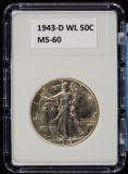 1943-D Walking Half Dollar MS60
