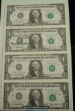 1993 Series DA Sheet of $1 uncut Bills note: Graffiti Signature