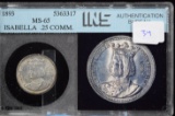 1893 Isabella Quarter Commemorative Silver Rare ths Nice MS 65