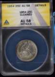 1854 Seated Quarter ANACS AU58 details