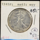 1945 Walking Liberty Silver Half Dollar Unc