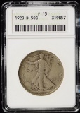 1920-D Walking Half Dollar ANACS F-15