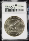 1987 Constitution Commen Silver Dollar ANACS MS-70