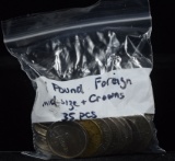 1 Pound of Foreign Coins mid size & crown size 35 pcs