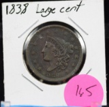 1838 Copper Large Cent Extra Fine