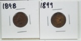 1898 & 1899 Indian Head Cents AU