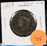 1819 Large Cent Fine Condition Copper Braided Half Cent
