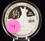 Year of the DOG 999 Fine Silver Proof TWO 2 Troy Ounces
