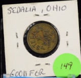 Good For Token Sedalia Ohio Five Cents