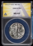 1942-S Walking Half Dollar ANACS MS-63 White