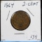 1864 Two Cent Piece Copper Coin