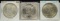 1922, 23 & 24 Peace Dollars BU
