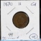1870 Indian Head Cent Low mintage Date G/VG