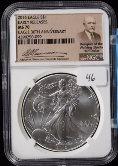 2016 American Silver Eagle 30th Annivesary Early Release NGC 70