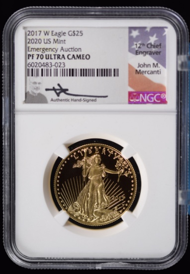 2017-W $25 Gold NGC PR-70 Super Rare US Auction Emergency