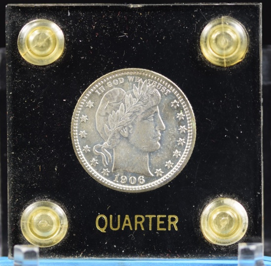 1906 Barber Silver Quarter About Uncirculated