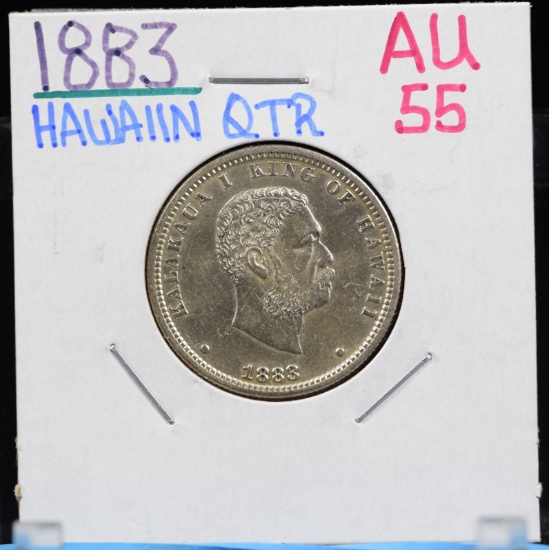 1883 Hawaiian Quarter AU 55