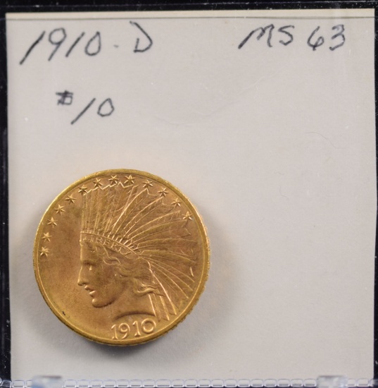 1910-D $10 Gold Indian MS 64