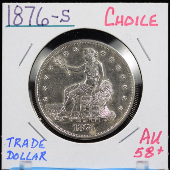 1876-S Trade Dollar Choice AU 58 Plus Sharp Strike