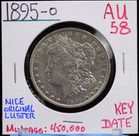 1895-O Morgan Dollar AU 58 Mintage 450K Original Luster