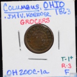 1863 CWT Columbus Koerner Grocer R-6 XF