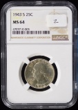 1943-S Washington Silver Quarter Gem/UNC MS 64 NGC White