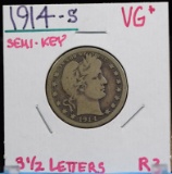 1914-S Barber Quarter VG Plus Semi Key Date