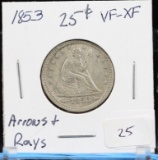 1853 Seated Arrows & Rays Seated Quarter Very Fine/Extra Fine