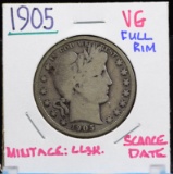 1905 Barber Half Dollar VG Full Rim Mint 663K