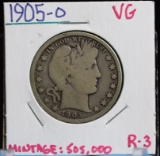 1905-O Barber Half Dollar VG Full Rim Mint 505K R-3
