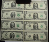 $1 & $2 4 each Uncut Currency Sets Both One Money Crisp $12 Value