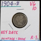 1904-S Barber Dime VG 10 Key Date Mintage 800K