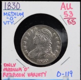 1830 Bust Half Dollar AU 53/55 Medium O 0-119